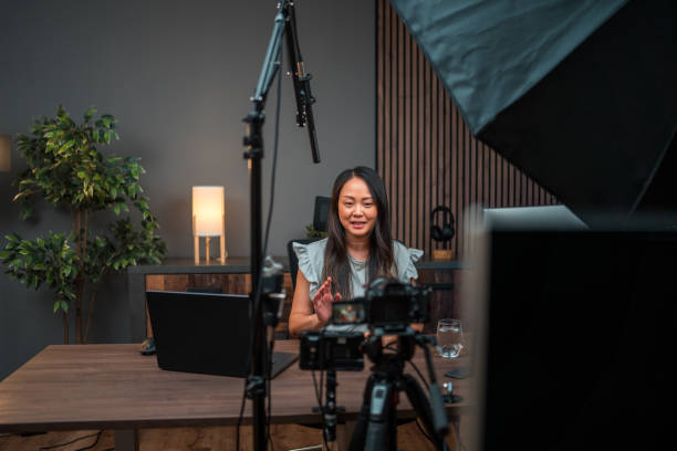 Asian Female Content Creator With Creative Energy stock photo
