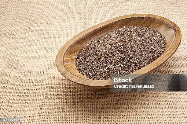 Chia Seeds In Bowl Stock Photo - Download Image Now - Antioxidant, Bowl, Canvas Fabric