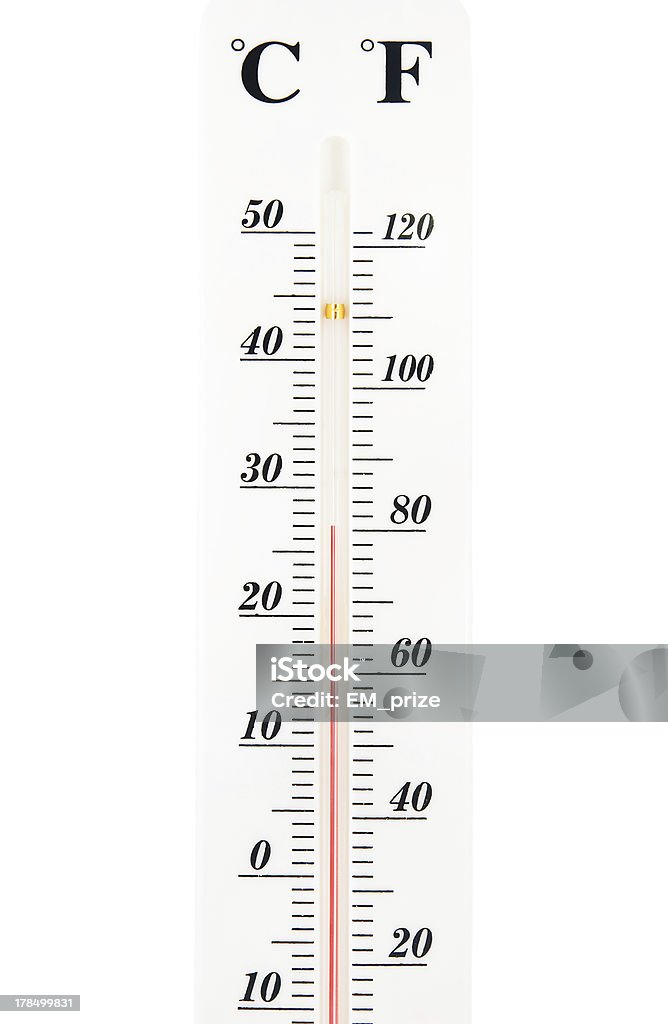 Atmosphérique Thermomètre échelle isolé sur fond blanc - Photo de Blanc libre de droits