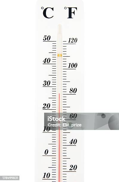 Termómetro Atmosférica Escala Isolado Em Fundo Branco - Fotografias de stock e mais imagens de Branco