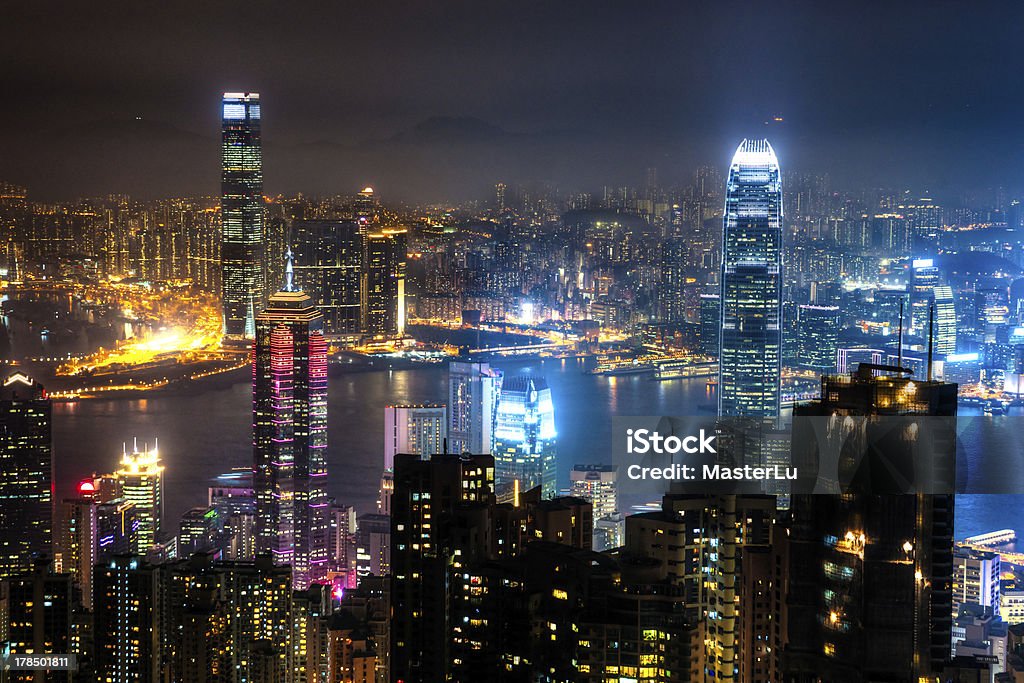 Hong Kong di notte - Foto stock royalty-free di Affari