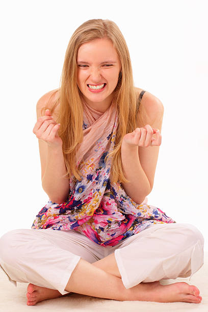 Angry young woman stock photo