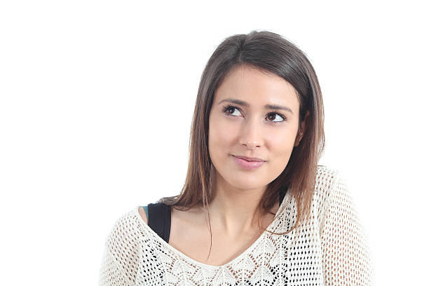 istock Woman smiling with her eyes looking above 178502349