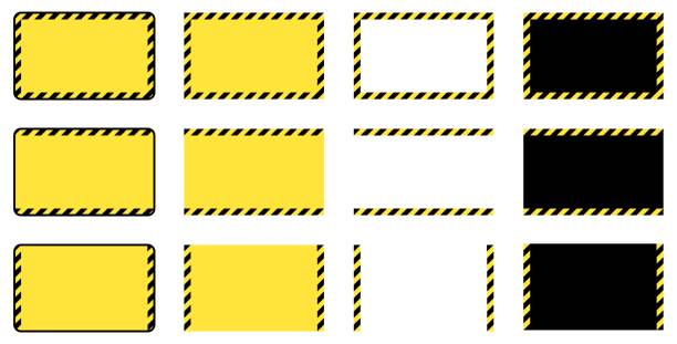 набор векторных иллюстраций из рамок типа предупреждения и внимания - road warning sign road sign blank safety stock illustrations