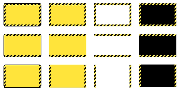 Vector illustration set of warning and attention type frames