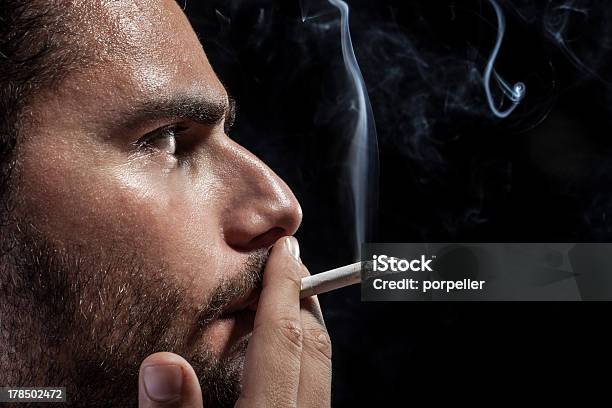 Worried And Smoking Stock Photo - Download Image Now - Addict, Addiction, Adult