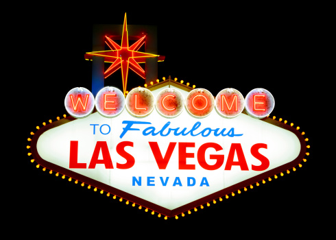 Welcome to Las Vegas Nevada, city sign at night