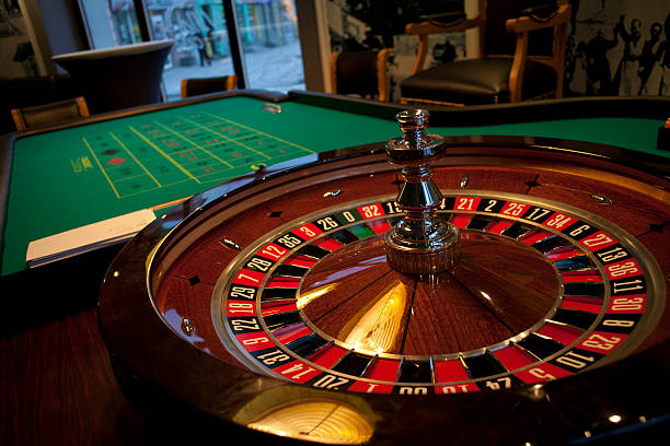 A still roulette table in a casino stock photo