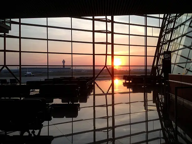 Sunset at airport ,this shot was produced by iphone 4s