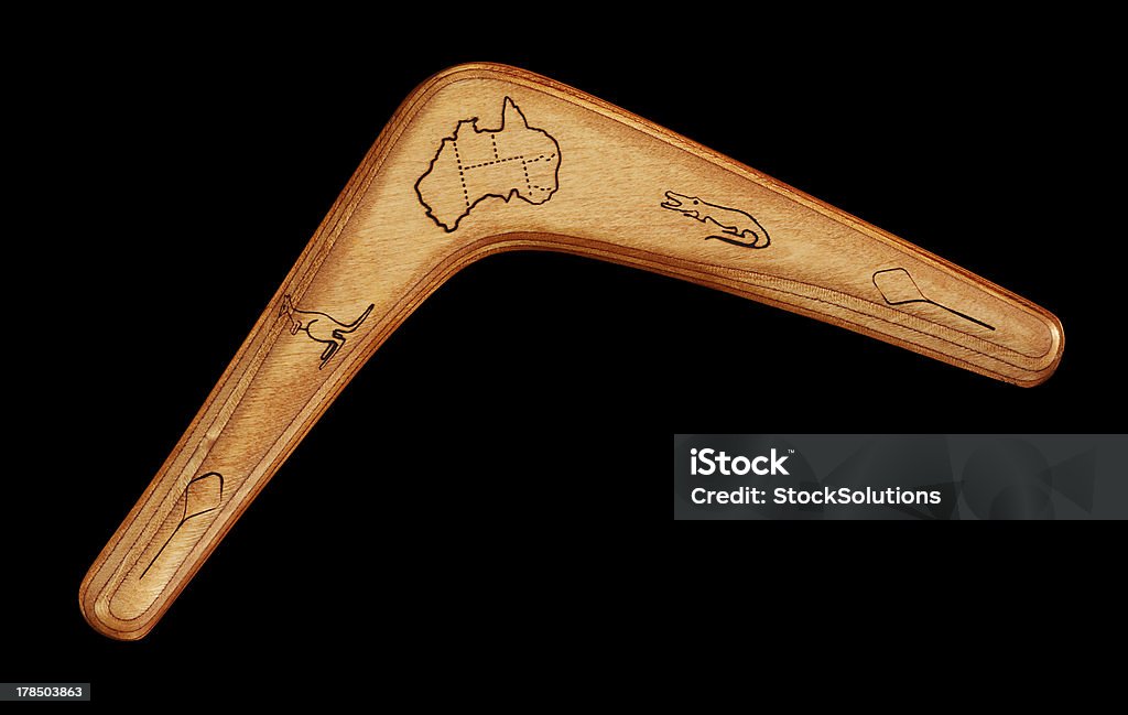 Aboriginal boomerang aislado - Foto de stock de Bumerán libre de derechos