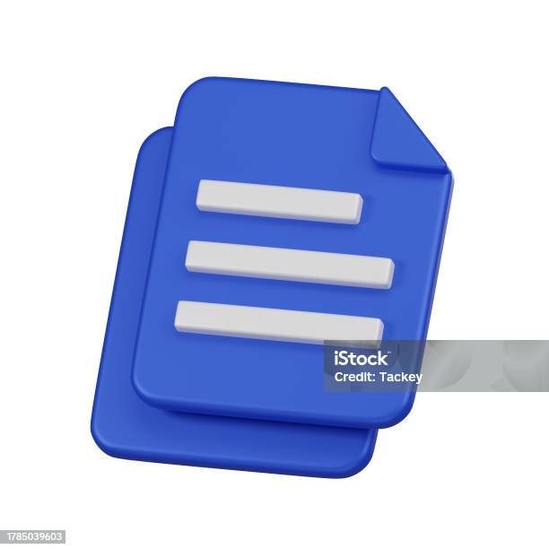 Minimal Document File Copy Icon With A Bent Corner 3d Isolated Render Illustration Stock Photo - Download Image Now