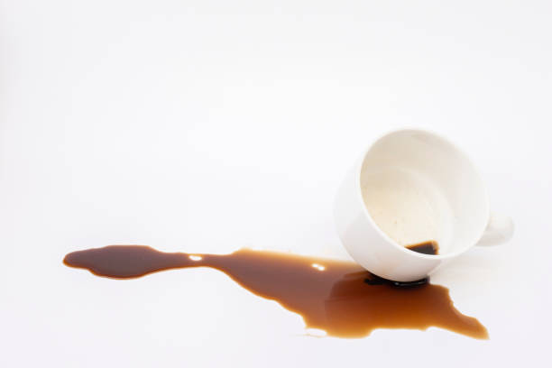 istock Pictures of drinks and coffee spilled on a white background 1785040262