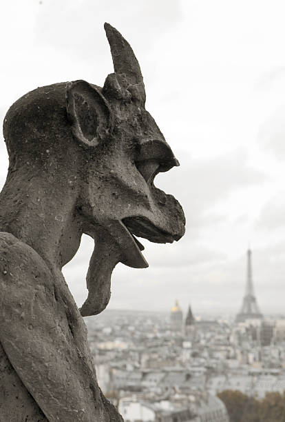 Chimera of Notre Dame de Paris stock photo