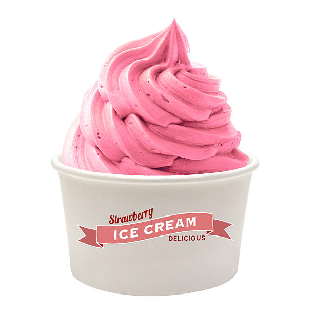 Strawbery ice cream in paper cup