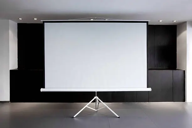 Blank projector canvas in the office