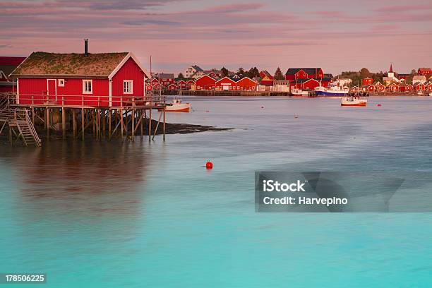 Reine In Norway Stock Photo - Download Image Now - Log Cabin, Norway, Sea