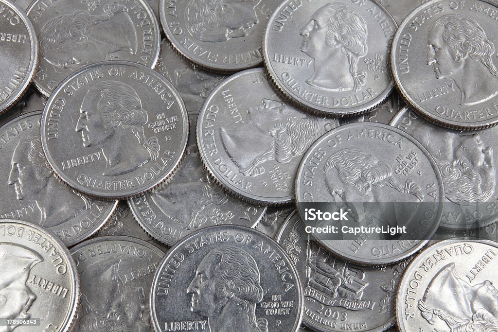 Nos moedas a - Foto de stock de 25 centavos de dólar royalty-free