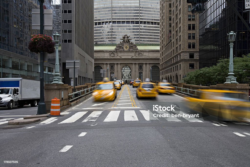 Yellow Taxis & Grand Central Station ,New York NYC Yellow Taxis leaving and entering Grand Central Station, New York. USA. Grand Central Station - Manhattan Stock Photo