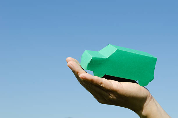 istock Paper craft - green car 178508788