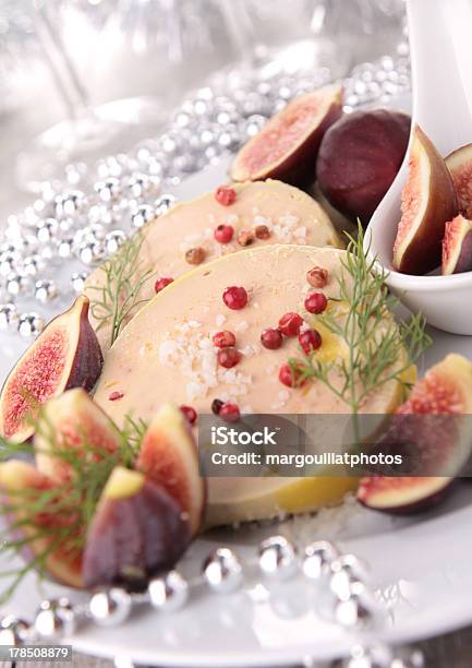 Closeup Of Foie Gras Decorated With Fresh Figs And Dill Stock Photo - Download Image Now