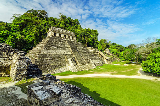 Temples in Palenque stock photo