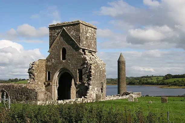 Old Abbey in Devenish Island in the Lower Lough Erne