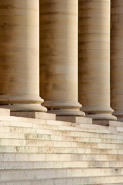 Brongniart Palace "Stairs and columns of the Palais Brongniart (French Stock Exchange) - Paris, France" cac40 stock pictures, royalty-free photos & images