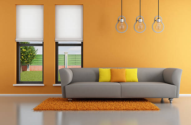 istock Minimalist orange  living room 178510093