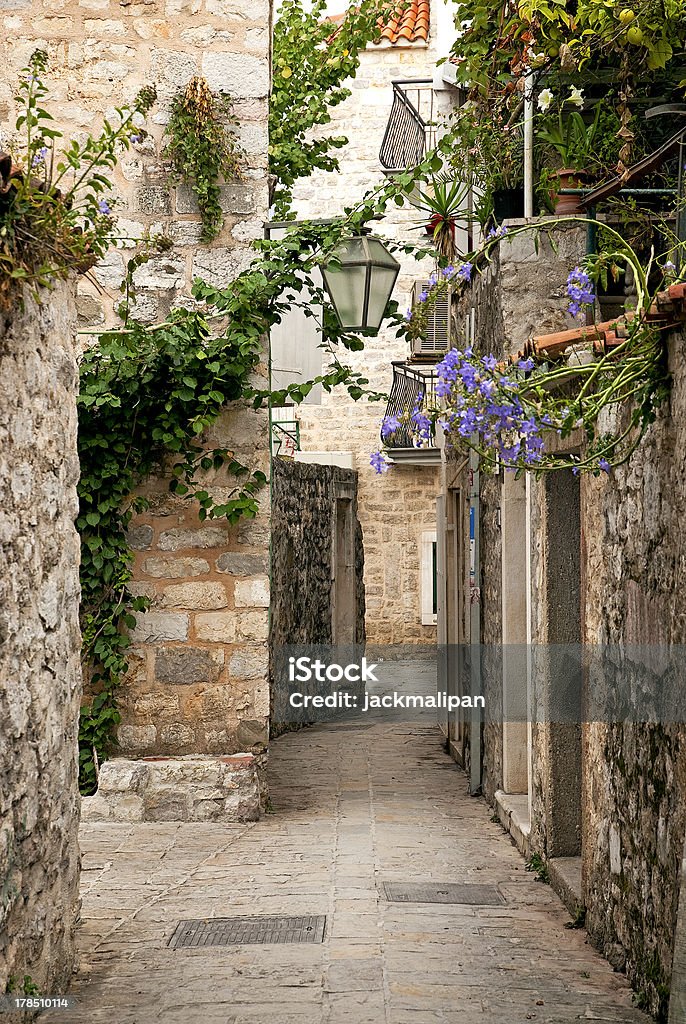budva old town cobbled street in montenegro budva old town street in montenegro Adriatic Sea Stock Photo