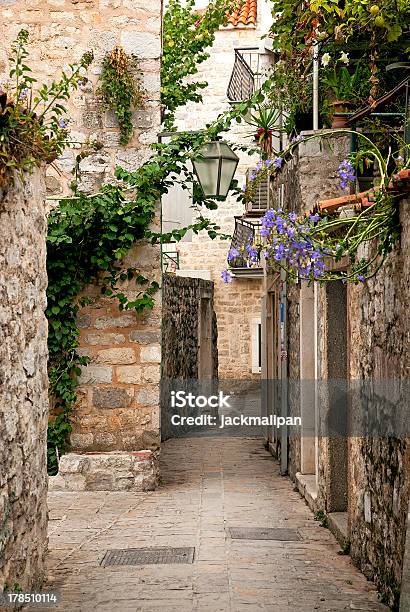 Budva Old Town Cobbled Street In Montenegro Stock Photo - Download Image Now - Adriatic Sea, Ancient, Architecture