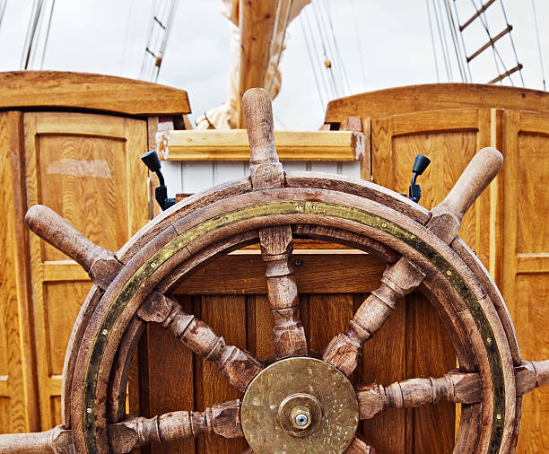istock Steering wheel of a yacht, close up 178510839