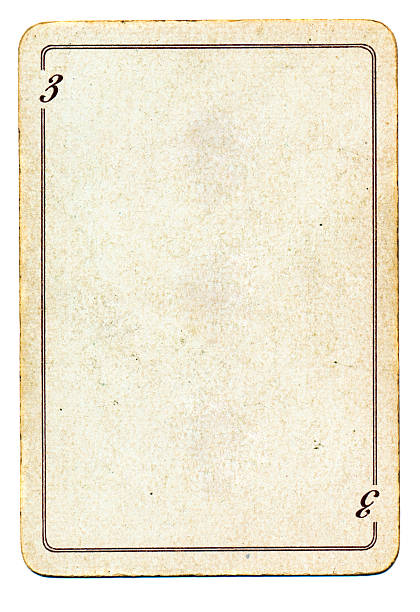 istock isolated on white  old playing card paper with number three 178510989