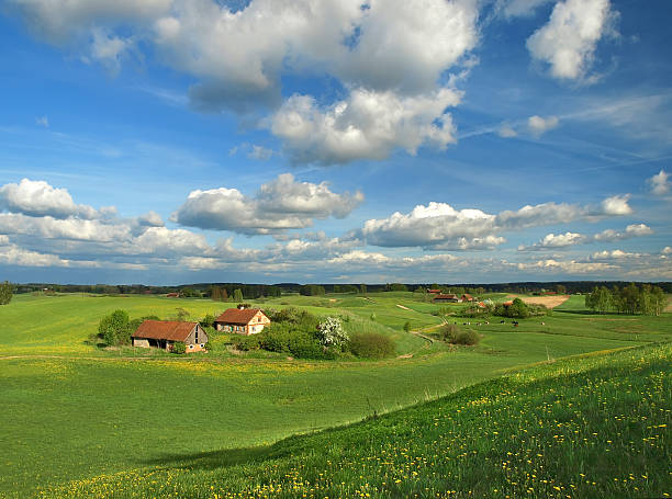 primavera paisagem rural - masuren imagens e fotografias de stock