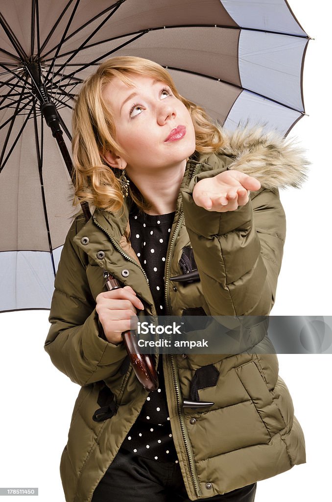 Junge Frau mit Regenschirm - Lizenzfrei Abschirmen Stock-Foto