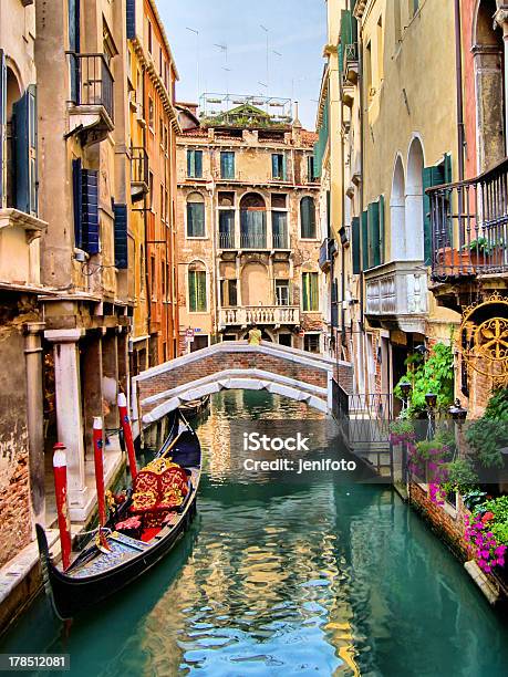 Beautiful Canal Scene With Gondola Venice Italy Stock Photo - Download Image Now - Venice - Italy, Gondola - Traditional Boat, Canal