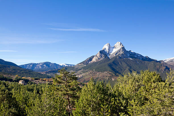 El Pedraforca with snow in winter. Is a Catalonian mythic and magic mountain - pyrenee zone - (Spain)