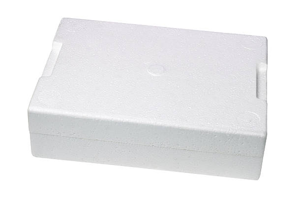 Styrofoam Storage Box Closed Styrofoam Storage Box on White Background polystyrene box stock pictures, royalty-free photos & images
