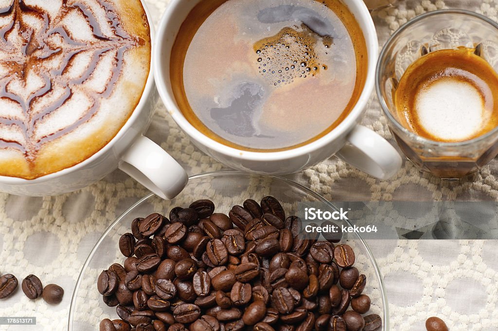 selection of different coffee type group selection of different Italian coffee type Addiction Stock Photo