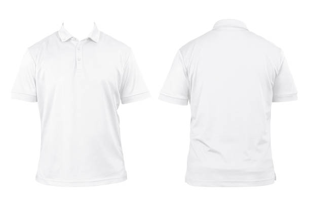 istock Blank shirt neck mockup template, front and back view, isolated white, plain t-shirt. Mockup.Printable polo shirt design presentation, clipping path. 1785134527