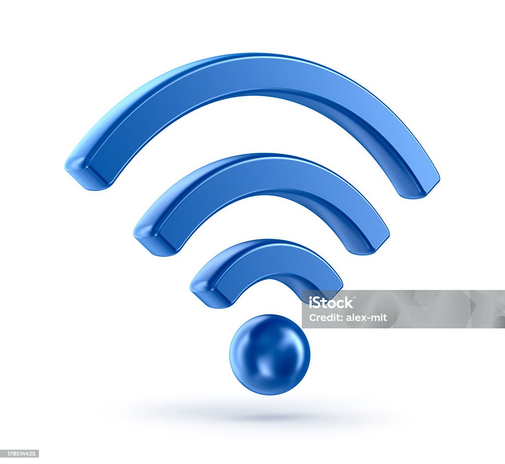 Accès Wi-Fi (sans fil) 3d Symbole d'icône de réseau - Photo de Communication sans fil libre de droits