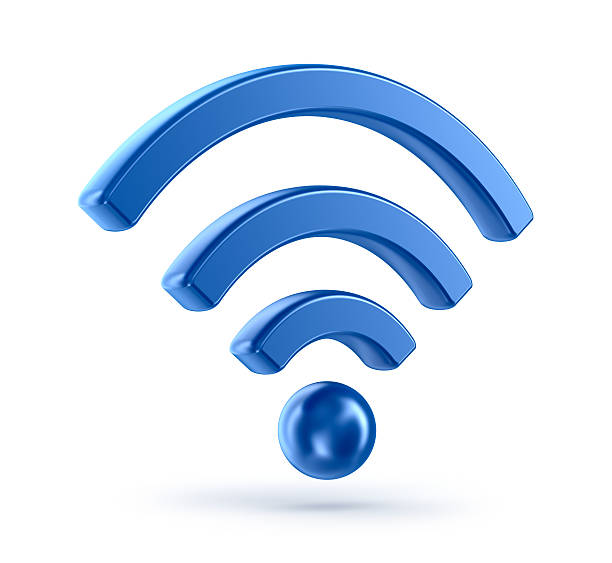 connessione wifi (wireless) 3d icona simbolo - wireless signal foto e immagini stock