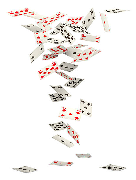 Falling cards Playing cards falling down on white background ace photos stock pictures, royalty-free photos & images