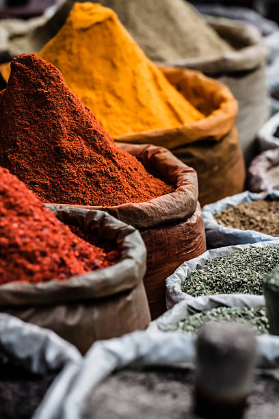 istock Traditional spices market in India. 178514799