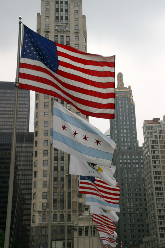 Patriotic display along the Magnificent Mile