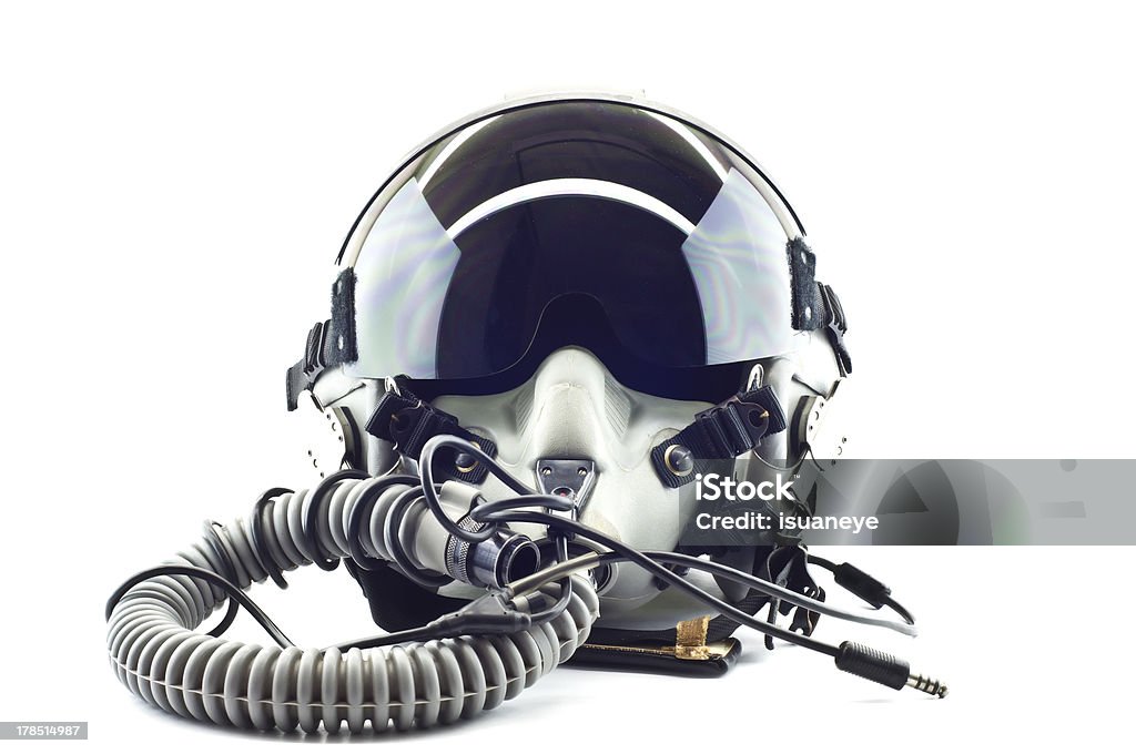 Pilot flight helmet. Pilot flight helmet isolated on white backgruond. Pilot Stock Photo