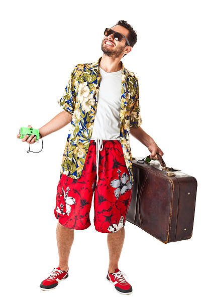 ウォン無料の旅 - travel suitcase hawaiian shirt people traveling ストックフォトと画像