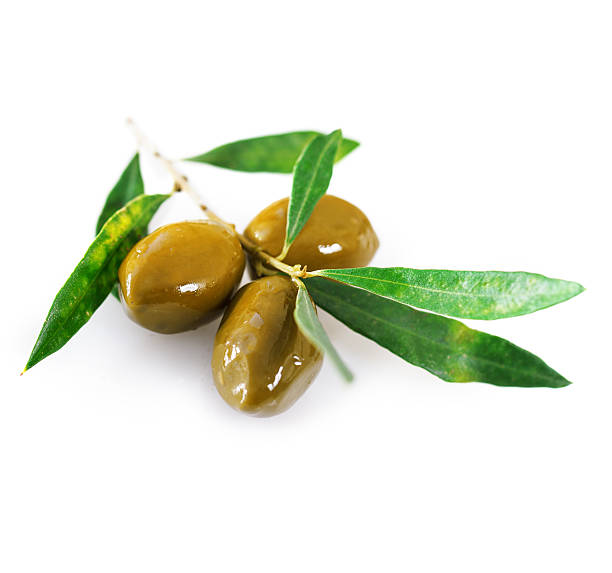istock Ripe green olives with leaves 178515618
