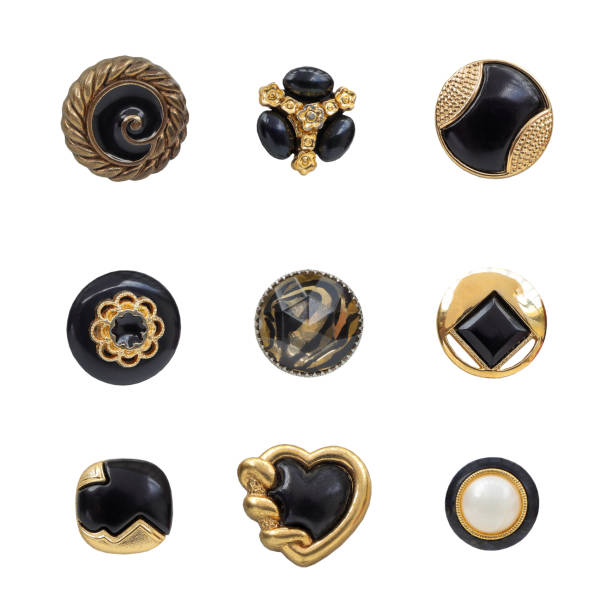 istock Collection of various buttons on white background with clipping path. set of various vintage buttons, Collection of old cloth buttons. Craft and needlework concept. 1785156449