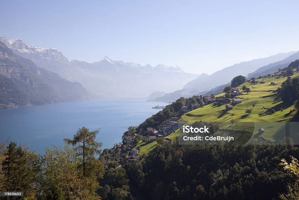 Vista do lago Walensee, Suíça - Foto de stock de Ajardinado royalty-free