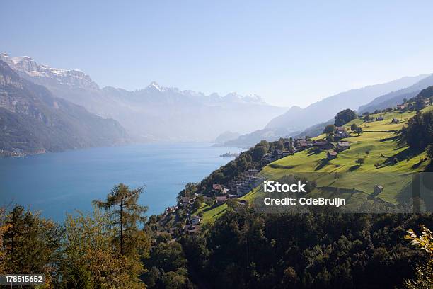 Foto de Vista Do Lago Walensee Suíça e mais fotos de stock de Ajardinado - Ajardinado, Aldeia, Alpes europeus